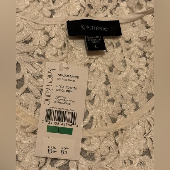 Karen Kane brand New Romantic  white Lace Tunic Top-size L - Picture 10 of 11